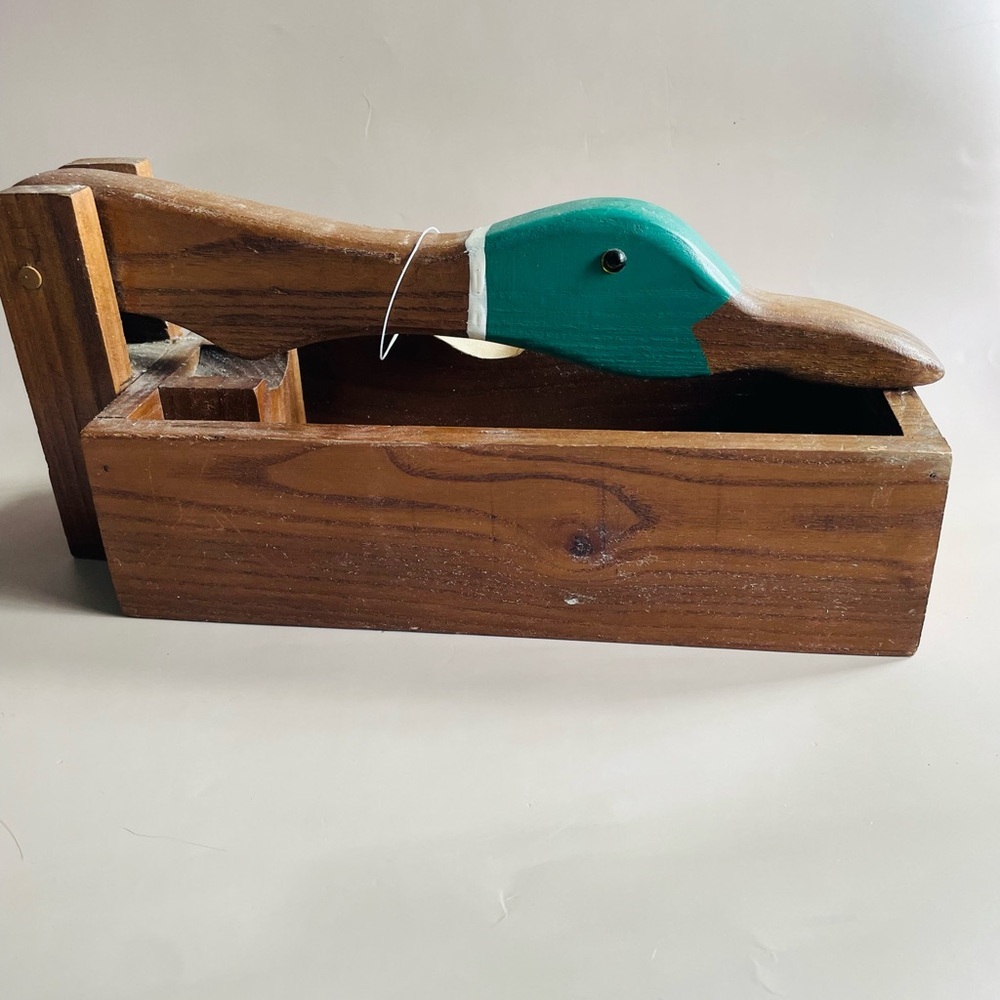Vintage Wooden Decoy Nutcracker Duck Box